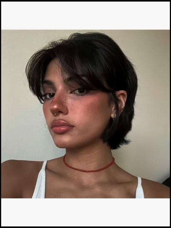 Human Hair Pixie Wig with Bangs Glueless Short Wavy Bob Hair Replacement main image 6